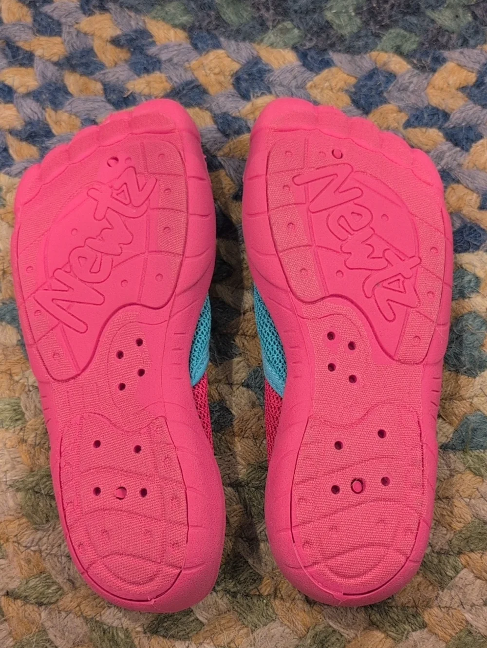 Newtz Kids Aqua Slip-On Water Shoes - Teal and Pink